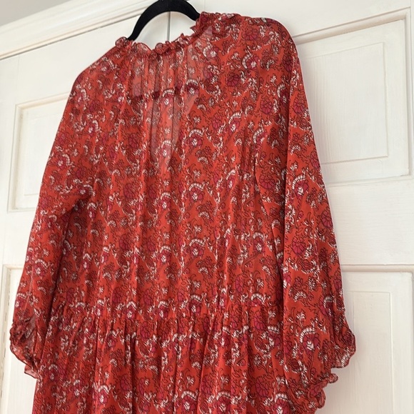 Ulla Johnson Ruby Red Ollie Dress Size 4 Valentines Day Silk Floral Mini Dress - Picture 13 of 17